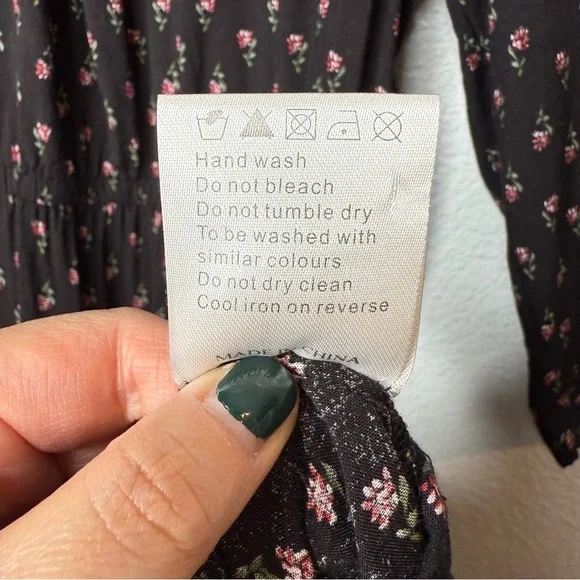 LOUCHE X ModCloth Drive Me Dainty Black Micro Floral Women’s Mid Length Dress L - Picture 10 of 14